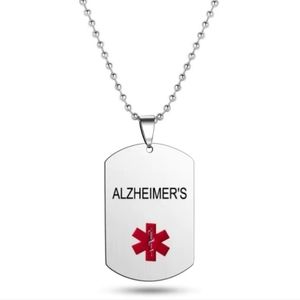 New stainless steel Alzheimers Awareness necklace. 22" chain incl 1.5" pendant